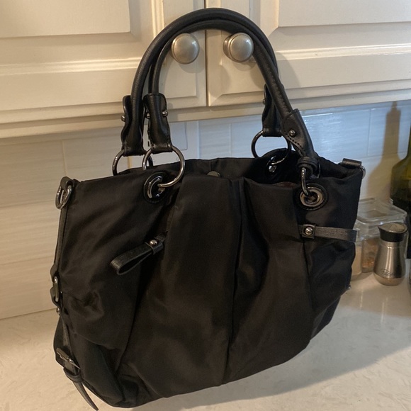 Like NEW! Vince Camuto Black Nylon satchel bag with cross body strap. - Picture 3 of 13